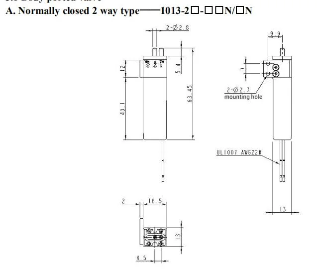 Micro Fluid Diaphragm Solenoid Valve, 1013 Series 2-Way Valve (1013-22-EPN) , Medical Valve, Environmental Protection Valve, Liquid Valve